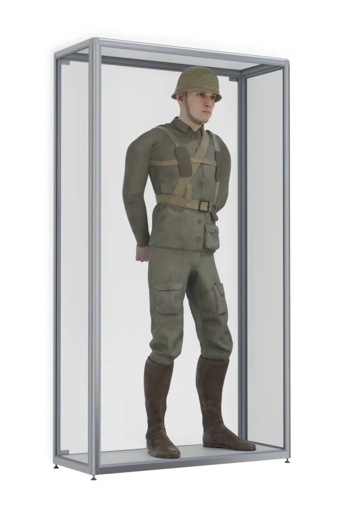 wolnostojąca gablota muzealna na manekina