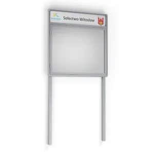 Gablota ogłoszeniowa zewnętrzna wolnostojąca STAND OUT 100x100 z fryzem