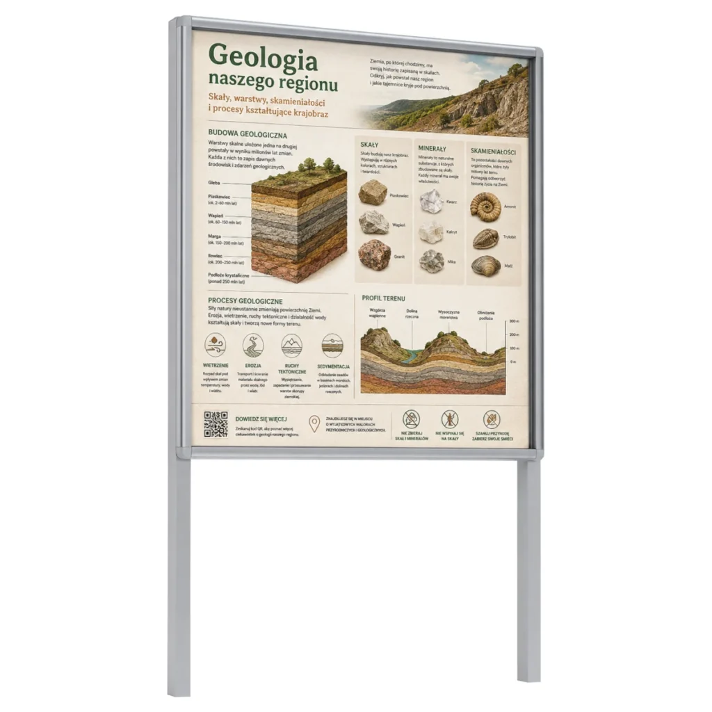 stojąca tablica aluminiowa o geologii